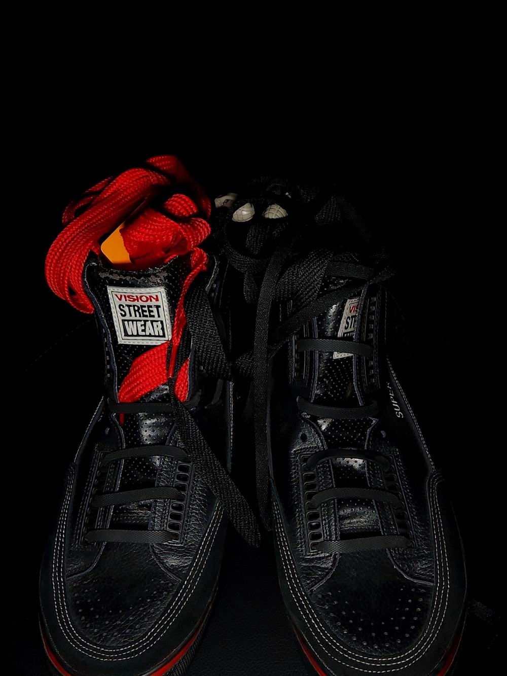 Vision Street Wear Super Trick Hi Top Black & Red Skate Sneakers